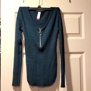 No boundaries ribbed knit longsleeve forest green sz small top blouse
